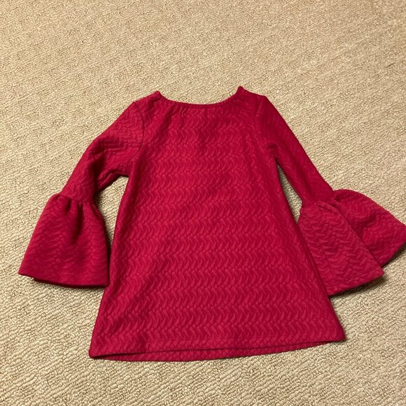 Pippa & Julie Blouse Girls 6 Red Tunic Silver Sequin Star Peplum Sleeve - Picture 2 of 6